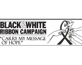 black & white ribbon logo design and web page layout sample