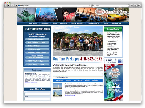 Website design and booking system development for travel agency in Toronto