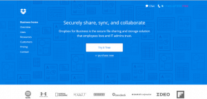 Dropbox Homepage with Hero Image