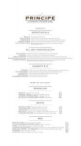 il Principe. Page from the menu